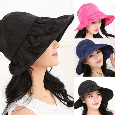  AntiUV Fashion Hats Wide Brim Summer Beach Cotton Sun Hat Cap Foldable QY  eb-85401434